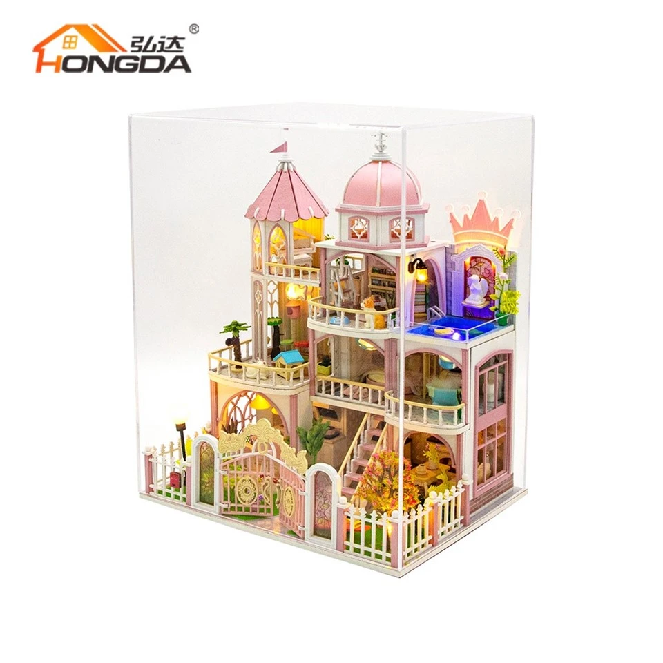 Large Diy Wooden Dollhouse With Dust Cover price
