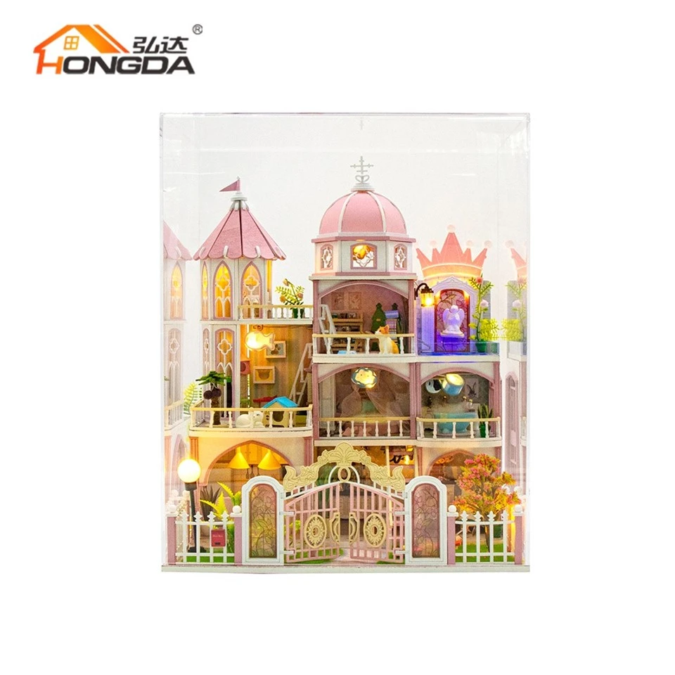 Large Diy Wooden Dollhouse With Dust Cover suppliers