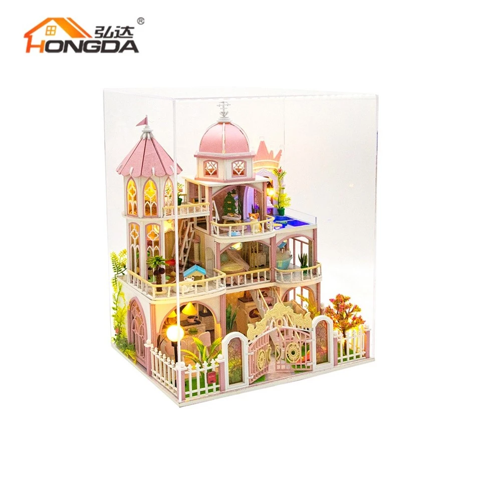Large Diy Wooden Dollhouse With Dust Cover best